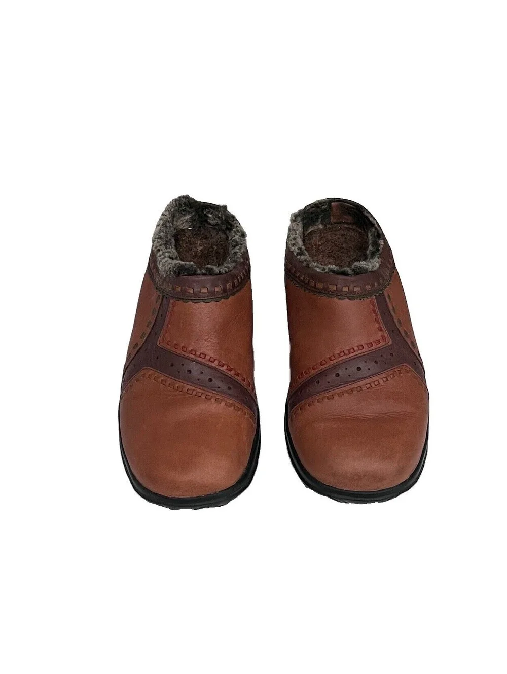 Clarks Brown Leather Clog Mules Women’s 7.5M Slip On Comfort Shoes Boho Hippie